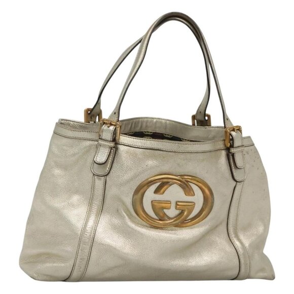 GUCCI Interlocking Tote Bag Leather Gold 162094